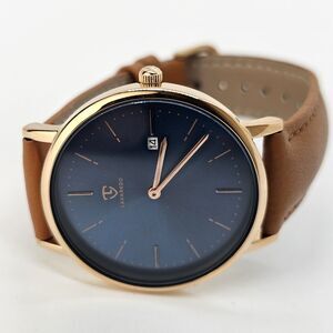 Mens Watch Minimalist Fashion Simple Wrist Watch Analog Date with‎ Leather Strap